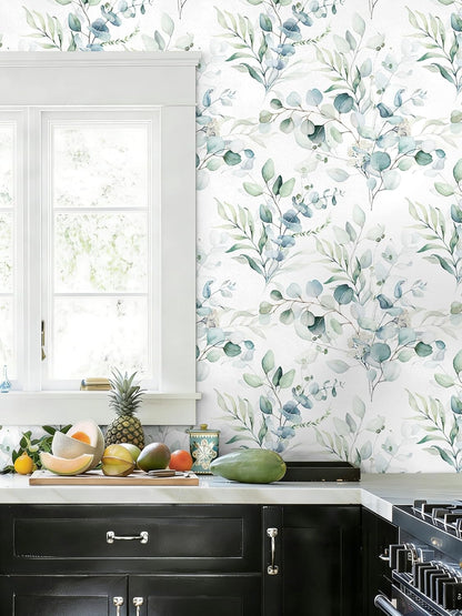 Floralplus Peel and Stick Wallpaper Boho Leaf Removable Wallpaper for Bathroom Renter Leaf Contact Paper for Locker Shelf Liner Vinyl Adhesive Wallpapers Wall Mural Decor 17.5 in x 118 in