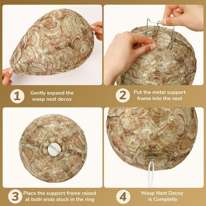 DECYOOL 6 Pack Wasp Nest Decoy Hanging Wasp for Wasps Hornets Yellow Jackets Outdoor Waterproof Material (Dark Brown)