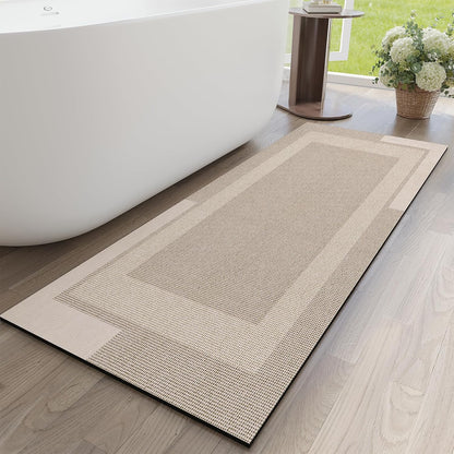 YDKGL Non Slip Bath Mat, Rubber Backing Ultra Thin Bathroom Rugs Fit Under Door Quick Dry Super Absorbent Washable Bath Rug Shower Mat for Bathroom Floor Bathtub Shower Sink, Easy Care Blue 16"x 24"