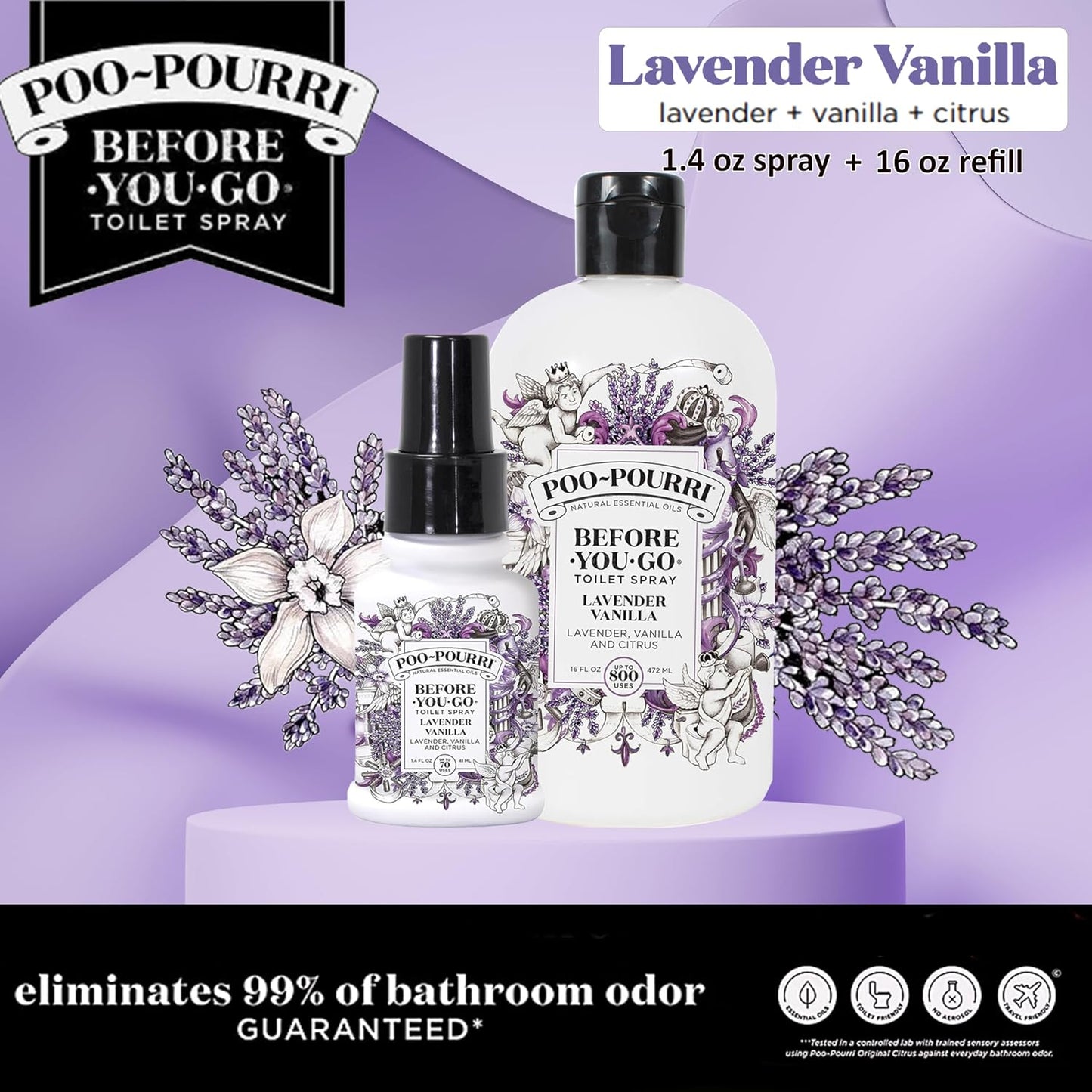 Poo-Pourri Before-You-Go Toilet Spray, Bamboo Rain, 2 Fl Oz, Up to 100 Uses, Bathroom Odor Deodorizer with Essential Oils for Home or Work, Travel Essentials, TSA Approved Size, Bamboo & Fresh Grass