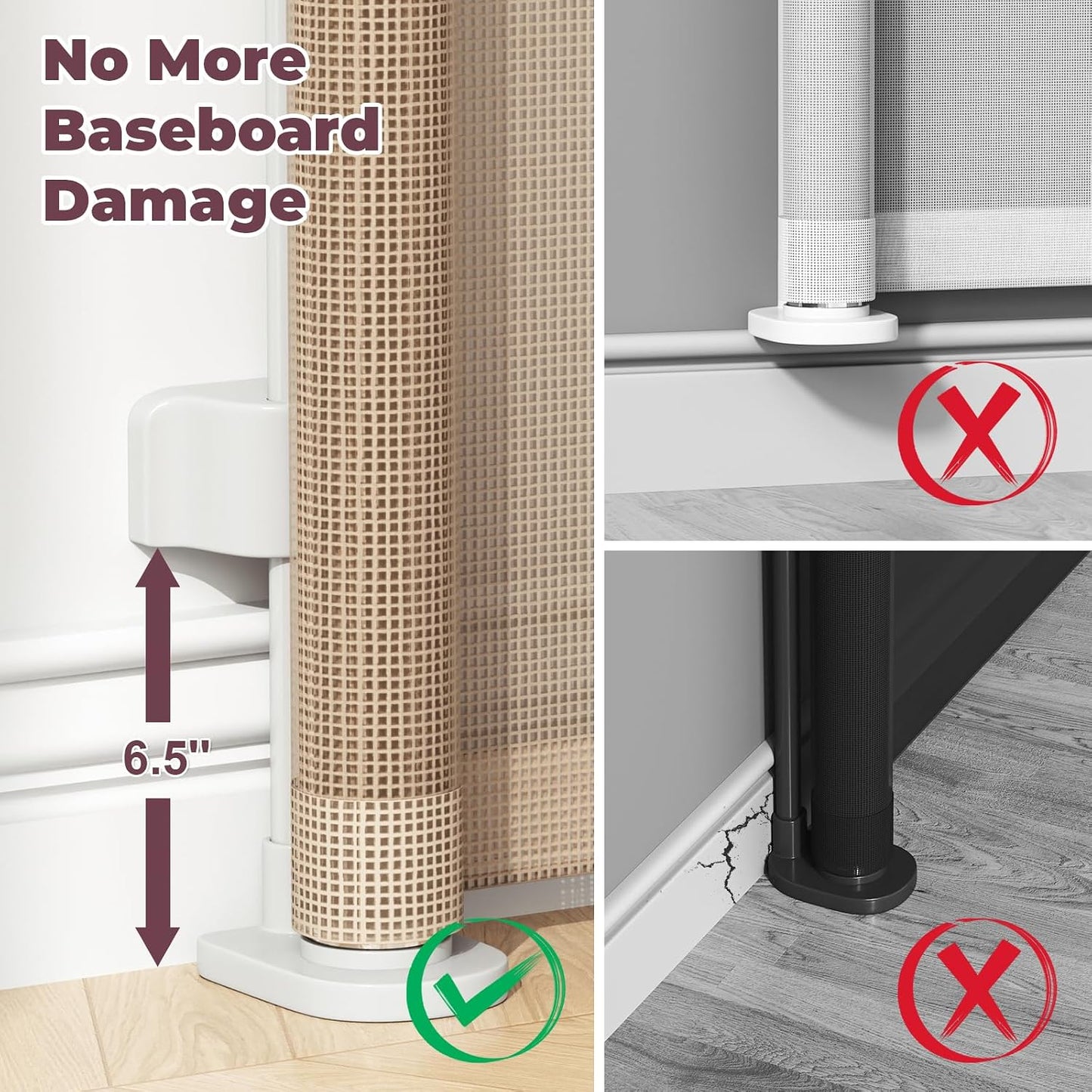 Retractable Baby Gate for Stairs & Doorways, Mesh Dog Gate Indoor Outdoor, Extends to 55" Wide 34" Tall Child Gate for Hallways, Deck, Porch, Pet Toddler Safety Essentials, Easy Install, Grey