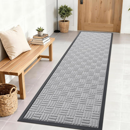 OLANLY Front Door Mat Outside Entrance 29.5x17, Absorbent, Heavy Duty Sturdy Natural Rubber Doormat Indoor Outdoor, Stain and Fade Resistant, Non-Slip Backing Low Profile Floor Mat for Entryway, Grey