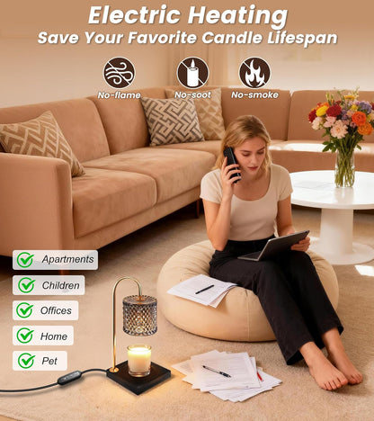 TigQiang Candle Warmer Lamp with Timer Dimmer, Birthday Gifts for Women Mom, House Warming Gifts, Elegant New Home Decor, Wax Warmer for Jar Candles, Heater Lamp for Scented Wax, Clear Glass