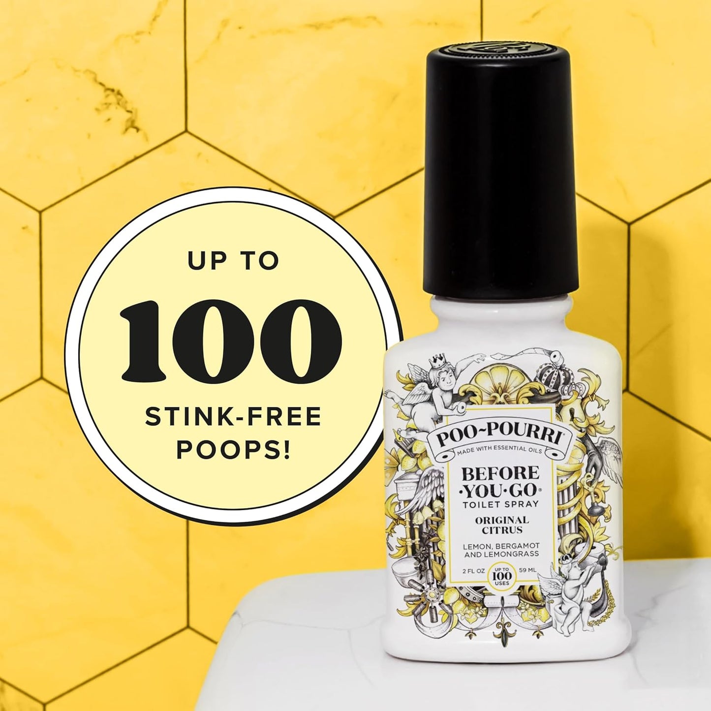 Poo-Pourri Before-You-Go Toilet Spray Refill, Original Citrus, 16 Fl Oz, Up to 800 Uses, Bathroom Odor Deodorizer with Essential Oils for Home or Work, Lemon, Bergamot and Lemongrass Scent