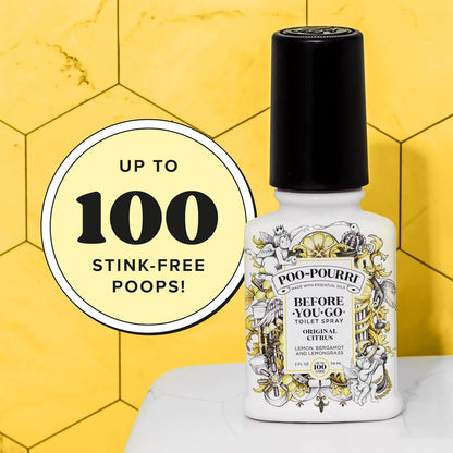 Poo-Pourri Before-You-Go Toilet Spray Refill, Original Citrus, 16 Fl Oz, Up to 800 Uses, Bathroom Odor Deodorizer with Essential Oils for Home or Work, Lemon, Bergamot and Lemongrass Scent