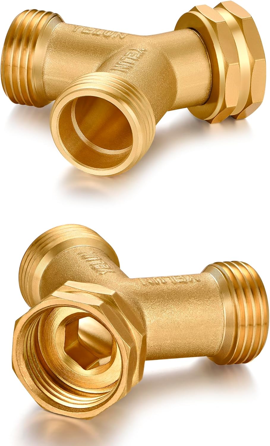 Garden Hose Splitter,2 Way Connector Heavy Duty Brass, Garden Faucet,Splitter for Outdoor Faucet, Hose y Splitter, Hose Bib Splitter (1 SET)