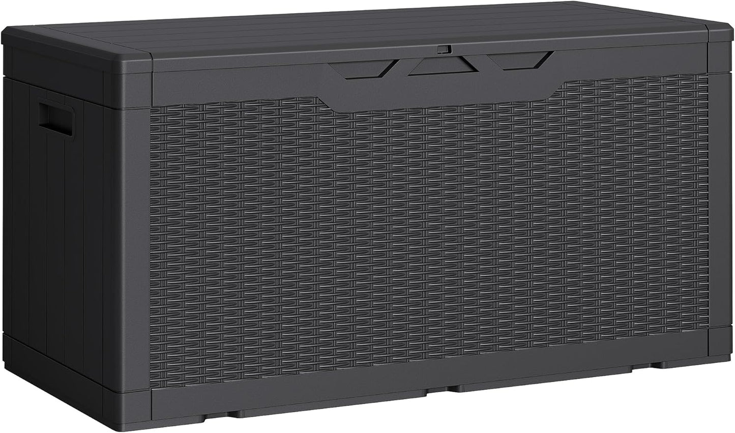 Greesum 31 Gallon Resin Deck Box All Weather Outdoor Storage Boxes for Patio Furniture Set,Outdoor Toys,Garden Tools,Black