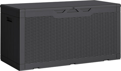 Greesum 31 Gallon Resin Deck Box All Weather Outdoor Storage Boxes for Patio Furniture Set,Outdoor Toys,Garden Tools,Black