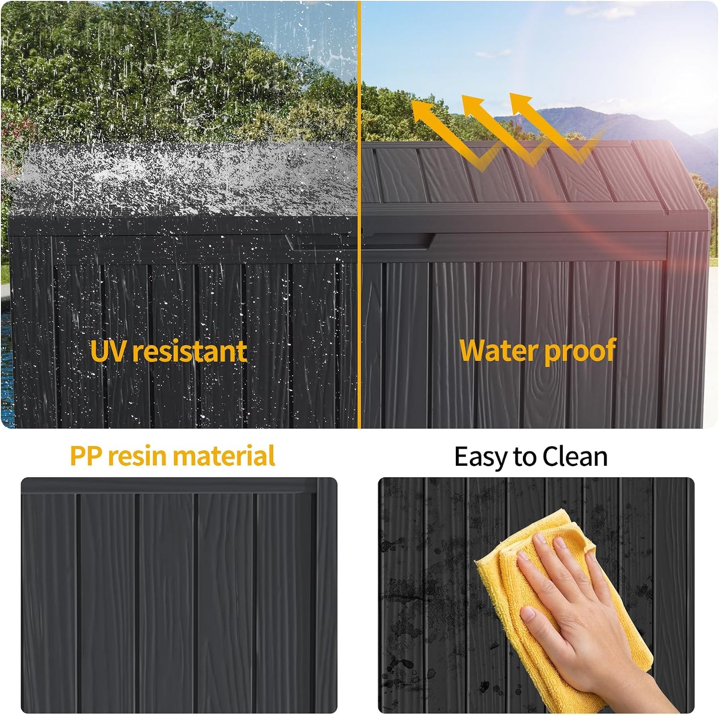 50Gal Outdoor Storage Box Anti-Theft Delivery Box Lockable Deck Box | Heavy-duty UV & weatherproof resin for secure parcel drop, patio cushion storage, garden tools & porch package organization