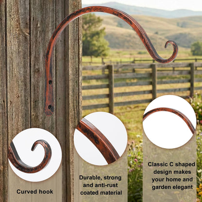 FEED GARDEN Heavy Duty Plant Hangers Outdoor Indoor, 8 Inch 2 Pack Metal Hanging Bracket Holds Up to 44 lbs, Wall Brackets for Hanging Baskets, Bird Feeders,Wind Chime& Lanterns, Black