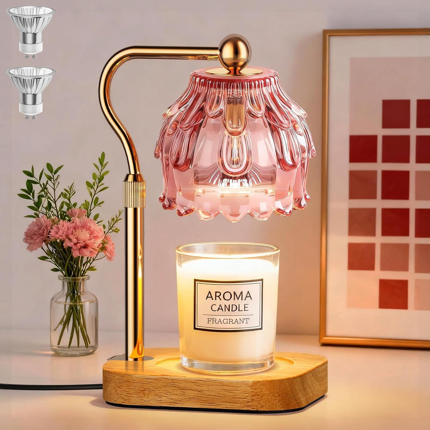 Candle Warmer Lamp with Timer Dimmer - Birthday Gift for Women Mom, Electric Wax Melter Warmer Adjustable Height for Jar Candles Housing Warming Home Decor