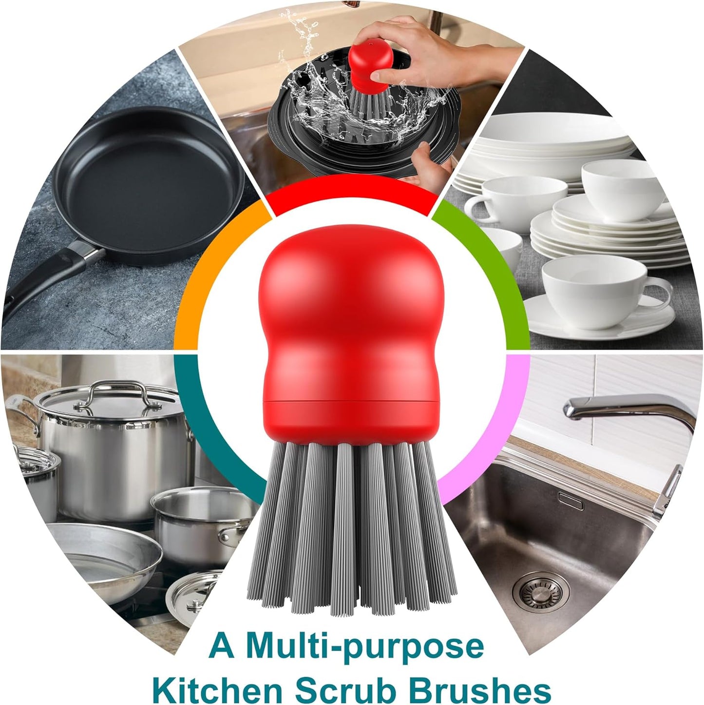 Mini Dish Brush for Cleaning Chicken Shredder, Palm Brush Dish Scrubber with Ergonomic Grip, Kitchen Brush for Washing Dishes, Pans, Pots, Sink (1, Black)