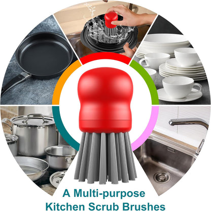 Mini Dish Brush for Cleaning Chicken Shredder, Palm Brush Dish Scrubber with Ergonomic Grip, Kitchen Brush for Washing Dishes, Pans, Pots, Sink (1, Black)