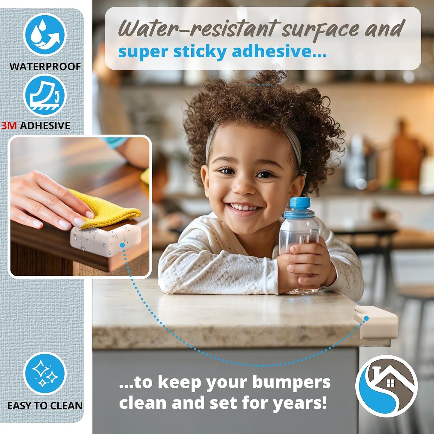 8-Pack Baby Proof Corner Protectors, Clear Furniture Safety Bumpers, Soft Rubber Foam Cushion Guards with Pre-Applied Adhesive, Child Proofing Pads for Tables, Cabinets, Desks, Glass Surfaces