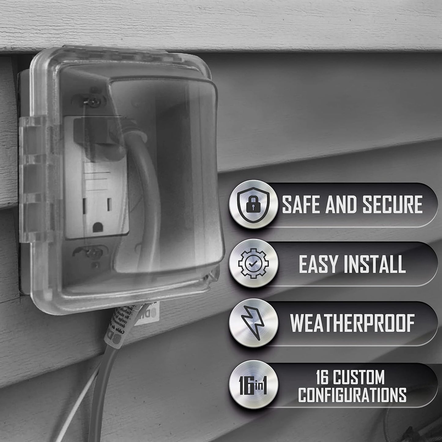 TayMac MM510C Single-Gang Horizontal/Vertical Weatherproof Receptacle Cover, 3.75 Inches Deep, Clear