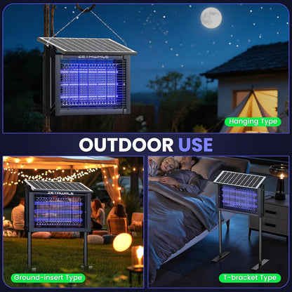 Solar Powered Bug Zapper Outdoor, 4500V Mosquito Trap with 10W Solar Panel, Fly Trap & Mosquito Killer, 10FT Extension Cord, IPX5 Waterproof, 2100 Sq.Ft Coverage for Patio, Backyard, Garden