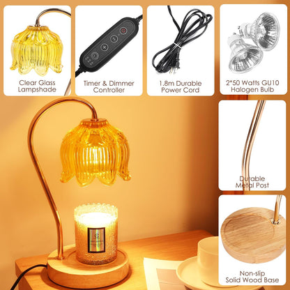 Flower Candle Warmer Lamp with Timer & Dimmer - Fits All Jar Scented Candles - Christmas & Mother's Day Gift for Women，Mom，Her
