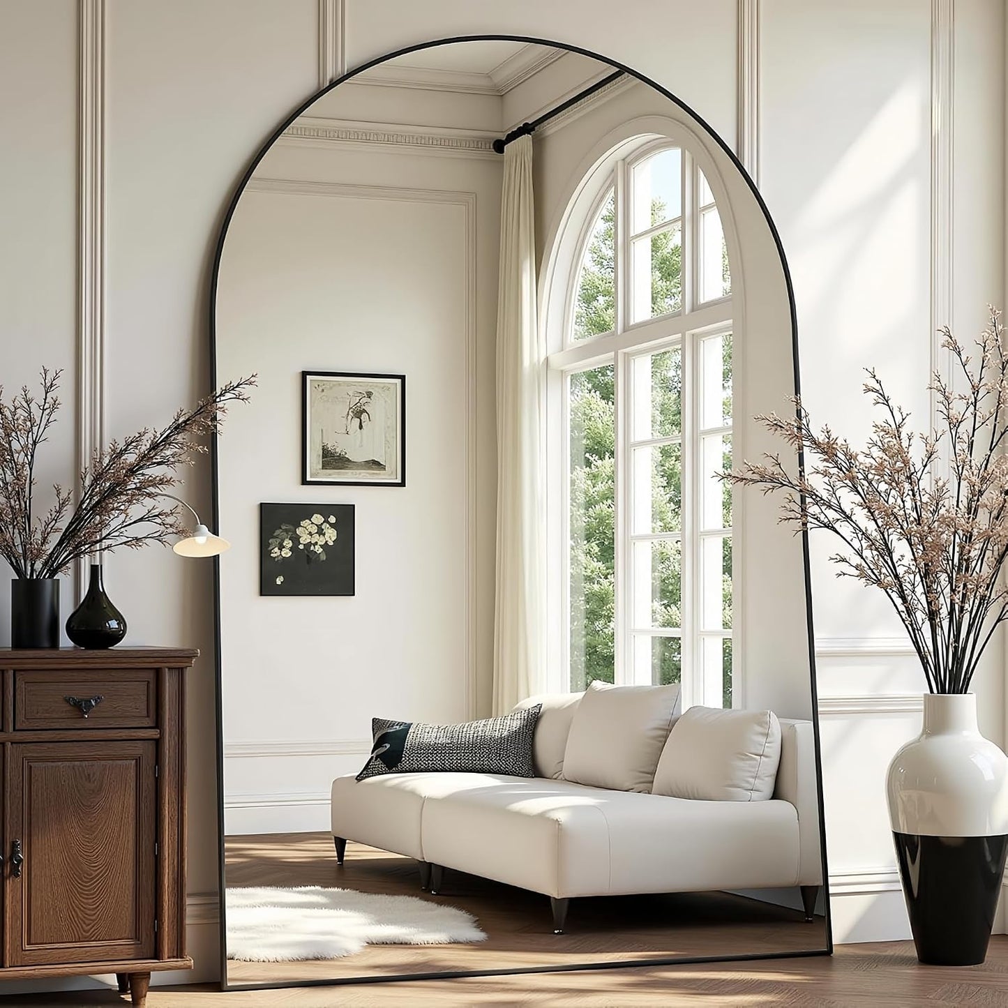 Prywot Arched Full Length Mirror, 70"x26" Free Standing Floor Mirror, Modern Full Body Mirrors with Stand, Wall Mirrors with Aluminum Alloy Frame for Bedroom,Living Room, Gold