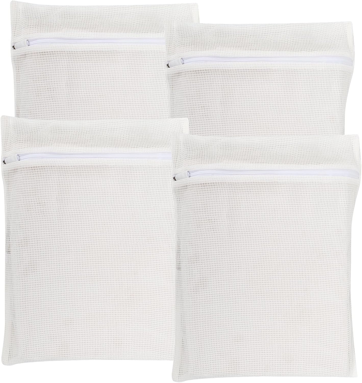 4-Piece Pink Medium Durable Organic Cotton Mesh Laundry Bags with Sturdy Zippers and Breathable Mesh are Delicate Laundry Bags for Underwear, Clothes, Pants and Socks