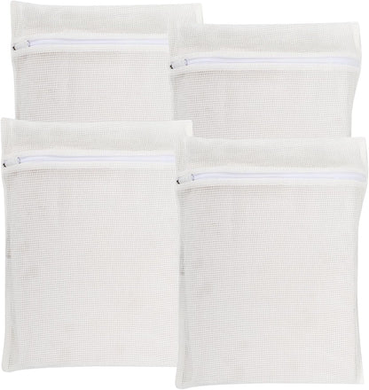 4-Piece Pink Medium Durable Organic Cotton Mesh Laundry Bags with Sturdy Zippers and Breathable Mesh are Delicate Laundry Bags for Underwear, Clothes, Pants and Socks
