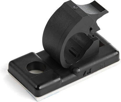 StarTech 100 Adhesive Cable Management Clips, Black, TAA, Sticky (CBMCC2) | Nylon Self Adhesive Clamp UL/94V-2 Fire Rated, Network/Ethernet/Office Desk/Computer Cord Organizer, Wire Holders