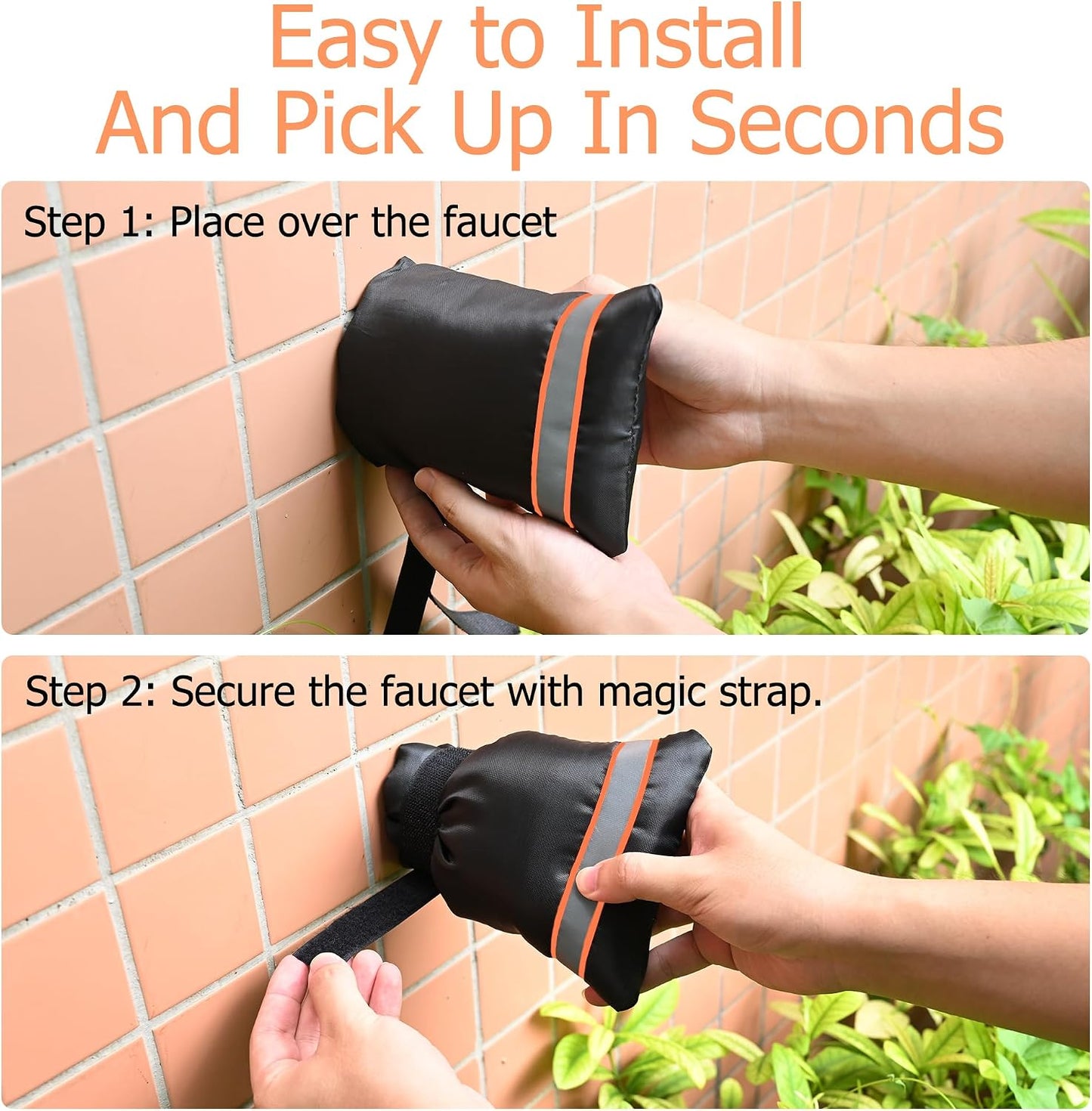 Outdoor Faucet Cover, Thicken Outdoor Faucet Covers for Winter Freeze Protection 5.9" W x 7.1" H Orange Reflective Strip, Outside Faucet Socks Reusable Waterproof Insulated Wrap Spigot Cover, 4 Pack