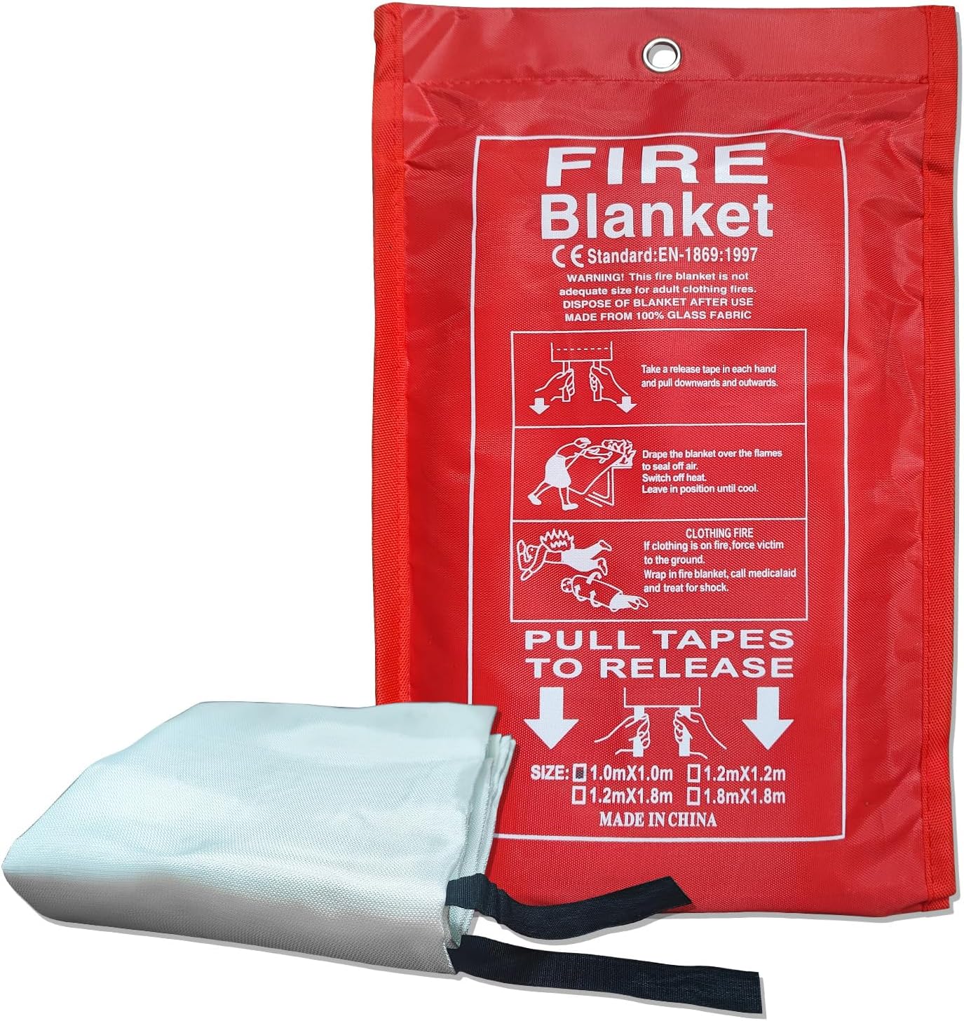 39"x39" Fire Blanket Emergency for Home, Kitchen, Camping & Car - Heavy Duty Fiberglass Fire Suppression Safety Cover (1 Pack)