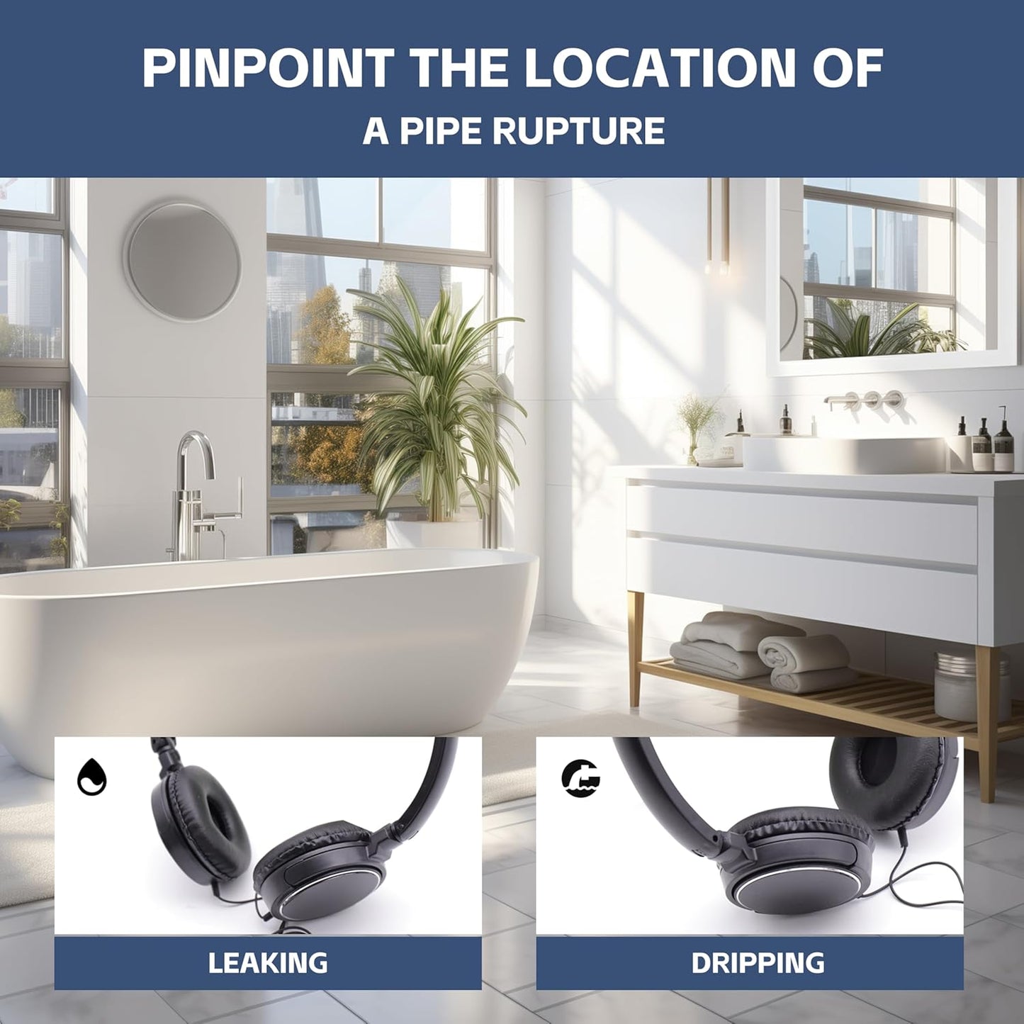 Water Leak Detection,Water Sensor Alarm Leak Detector for Home,Water Leak detectors Detector de fugas de agua Fieldpiece Leak Detector Underground PVC Pipe Locator Pool Leak Detection kit