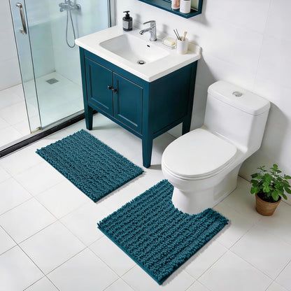 Yimobra Bathroom Rugs Non Slip Washable - Ultra Soft Absorbent Chenille Bath Mat, Quick Dry Shaggy Floor Carpet for Tub Shower, Gray Home Decor Accessories, 24x17 Inch