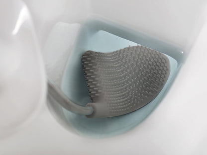 Joseph Joseph Flex Hygienic Silicone Toilet Brush with Slim Holder Set, Flexible Anti-drip, Anti-Clog Deep Clean Head - Gray/White