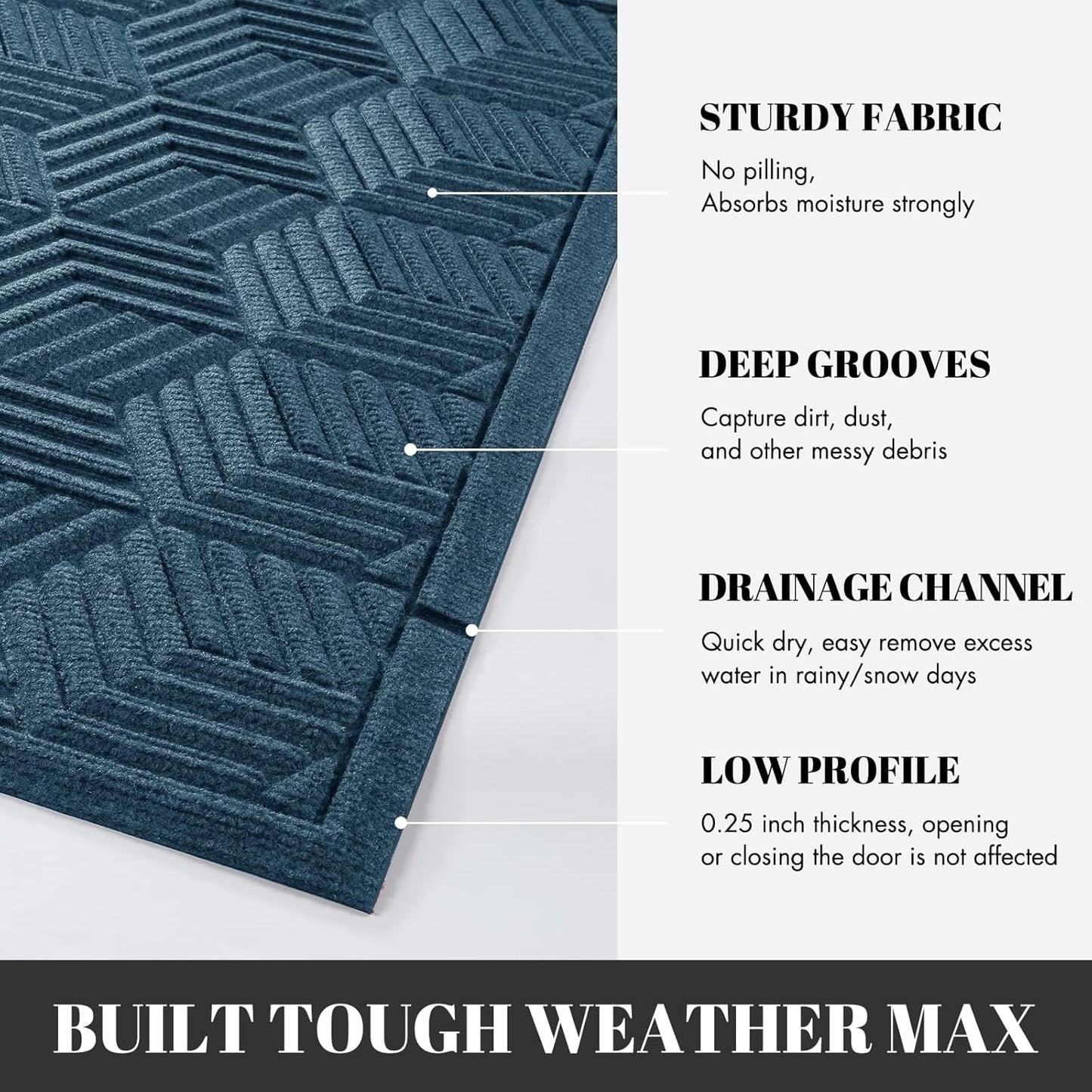 Yimobra Front Door Mat, All-Season Waterproof Outdoor Mat for Entrance with Drainage Holes, Heavy Duty Non-Slip Doormat for Garage Patio Entryway Indoor, 29.5x17, Red