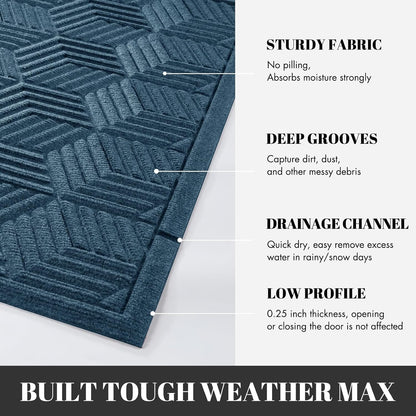 Yimobra Front Door Mat, All-Season Waterproof Outdoor Mat for Entrance with Drainage Holes, Heavy Duty Non-Slip Doormat for Garage Patio Entryway Indoor, 29.5x17, Red