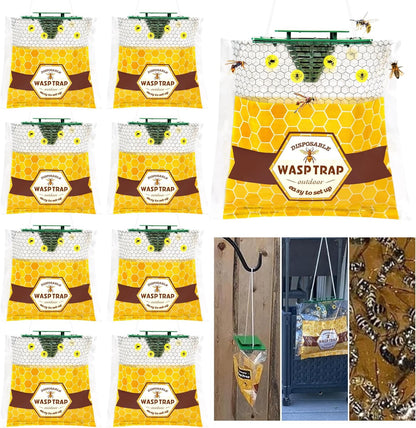 8 Pack Disposable Wasp Traps Outdoor Hanging Carpenter Bee Traps for Outside Yellow Jackets Trap Hornet Trap Wasp Catcher Bug Flies Garden