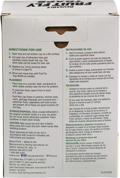 RESCUE! Reusable Indoor Fruit Fly Traps with Non-Toxic Liquid Attractant - 2 Traps, 3-Pack (6 Traps)