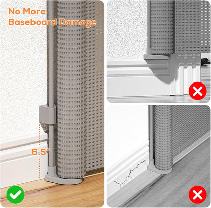 Retractable Baby Gate for Stairs, 42" Tall X 200" Wide Mesh Dog Gate Indoor, Child Gate for Doorways, Hallways, Deck, Indoor Outdoor Pet Baby Safety Essentials for Home, Black