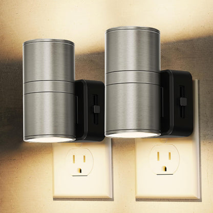 L LOHAS LED Night Light Plug in, Night Lights Plug into Wall, Light Sensor, 0-100LM Soft White 3000K, Dimmable Night Light, Modern Nightlight for Kids Bathroom Hallway Bedroom Kitchen Stairway, 2 Pack