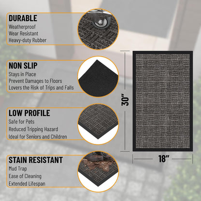 Ottomanson Waterproof Boot Tray Rubber Shoe Mat with Raised Edges, Heavy Duty Non Slip All Weather Entryway Mat for Shoes and Pets, Indoor Outdoor Use, 18" x 28"