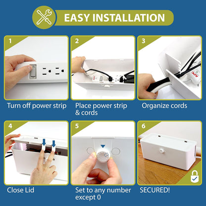 Power Strip Cover and Outlet Cover Box - Effectively Baby Proofs Power Strip on Floor or Wall, Protects Small Hands & Fingers, Cover Box and Outlet Cover Box (White-Bundle)