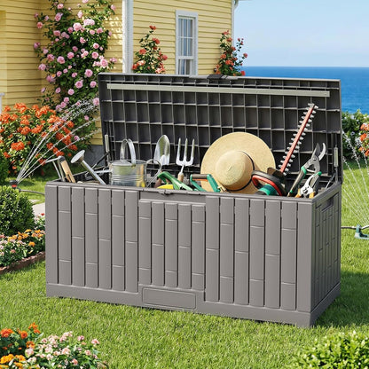 Jocoevol Deck Box 60 Gal, UV Resistant & Waterproof Outdoor Storage Box with Lock, Easy Assemble Storage Bins Container for Pool Patio Garden