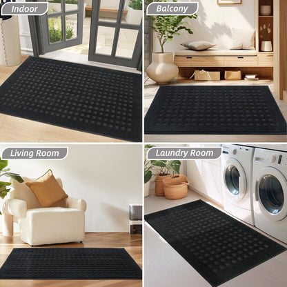 BEQHAUSE Dirt Trapper Door Mats 20"x32", Non-Slip Waffle Doormat Indoor Entrance Low-Profile, Dirt Resist and Absorbent Entryway Rugs Washable Inside Welcome Floor Mat for Front Back Door, Beige
