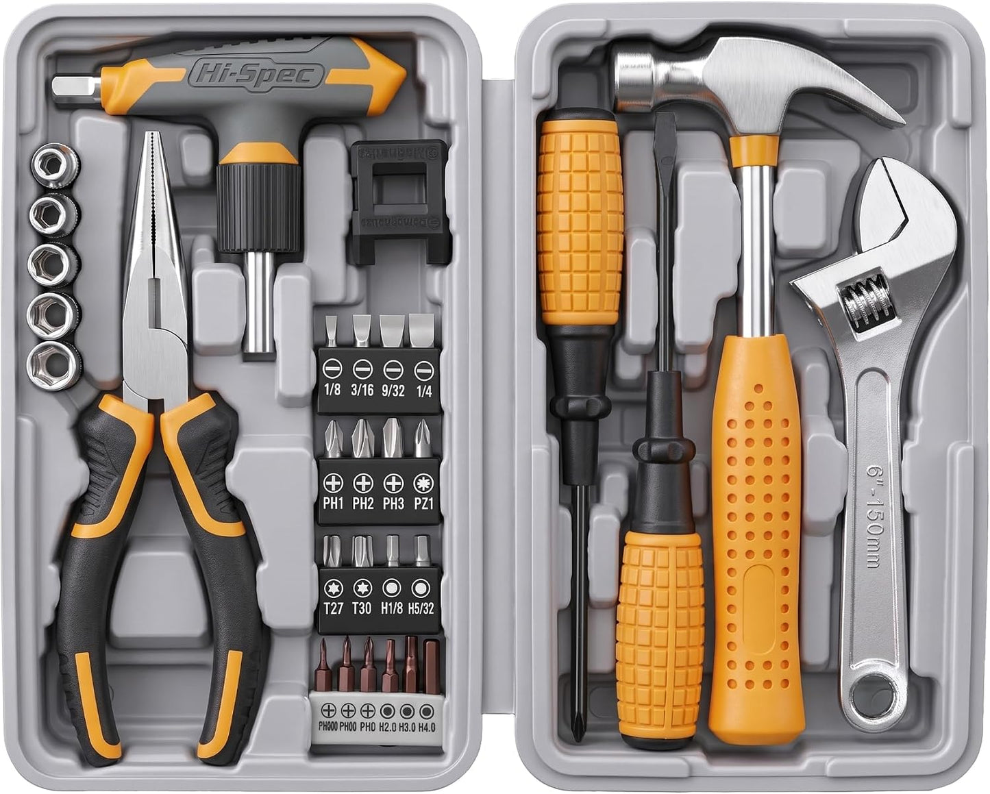 Hi-Spec Tool Kit Yellow 20pc. Small Tool Kit for Home DIY & Office Repairs. Compact and Lightweight Essential Tools in a Portable Book-Sized case.
