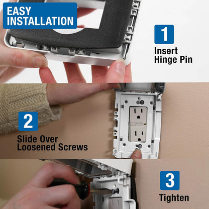 Intermatic WP6000W Low-Profile In-Use Weatherproof Cover, White - Durable Outdoor Outlet Protection | Expandable Design | Easy Installation
