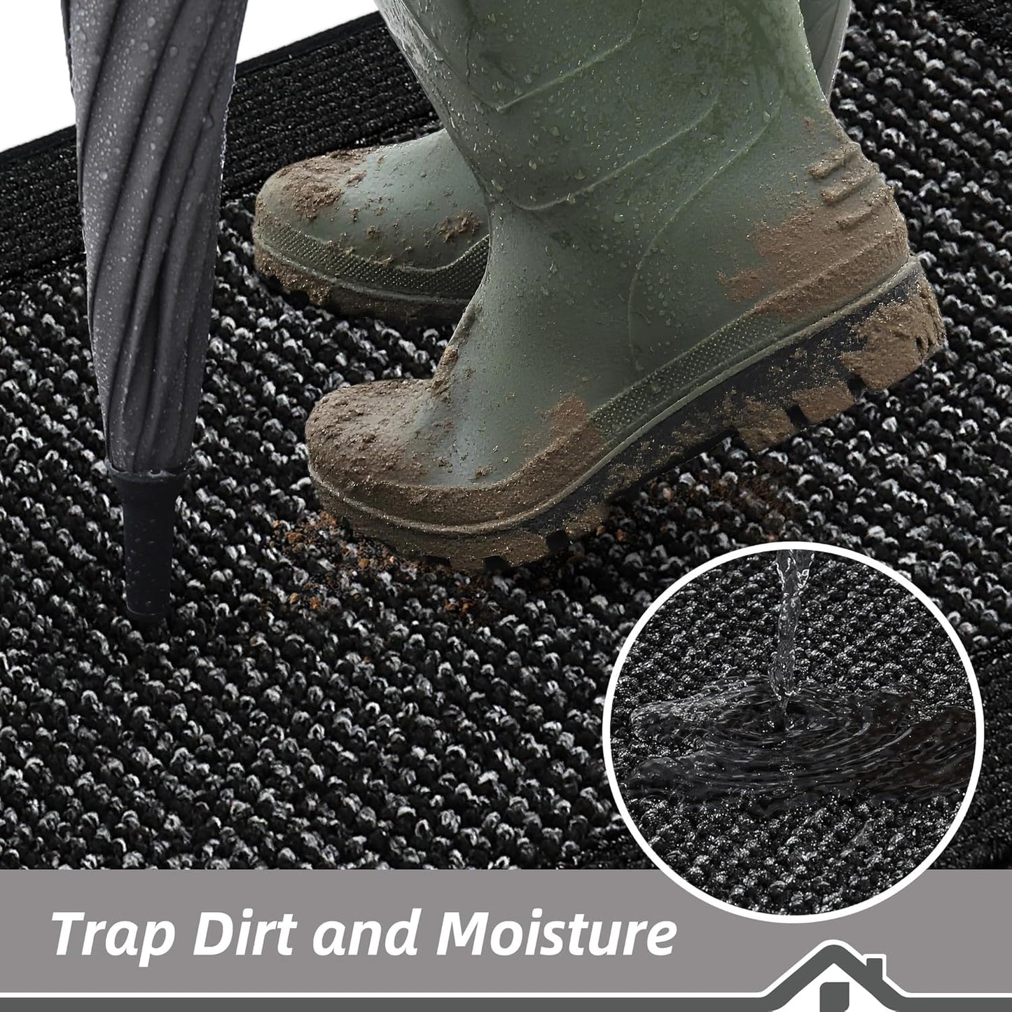 BEQHAUSE Indoor Door Mat 20" x 32", Dirt Trapper Door Mats Non-Slip Entryway Rugs Washable, Resist Dirt Absorbent Welcome Mat, Low Profile Floor Mats for Front Back Door and Entryway, Taupe