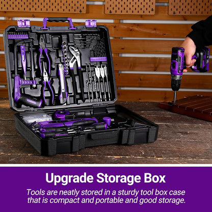 Cordless Drill Tool Kit Set: 20V Power Drill Tool Box with Battery Electric Drill Driver for Men Home Hand Repair Basic Toolbox Tools Sets Drills Case