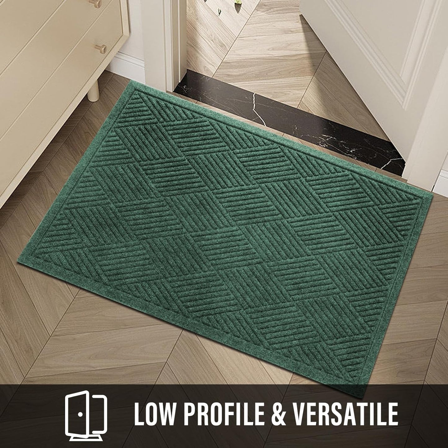 HIYARD Sturdy Front Door Mat, Absorbent Muddy Dirt Resist Welcome Door Mats Outdoor Indoor, Stain and Fade Resistant, Non-Slip Rubber Backing Low Profile Doormat for Entryway, 30×17, Beige