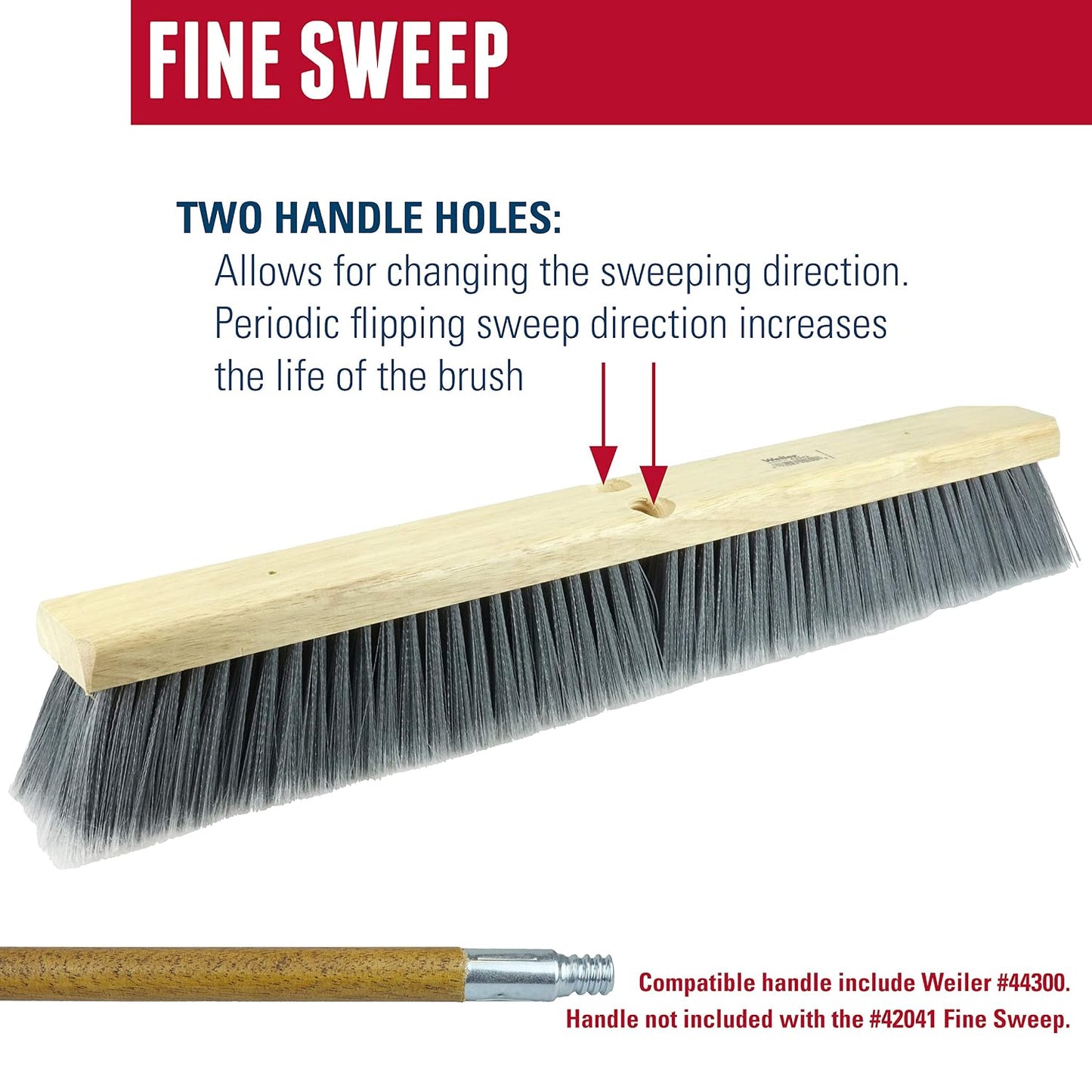 Weiler 42042 24" Fine Sweep Floor Brush, Flagged Silver Polystyrene Fill, Natural