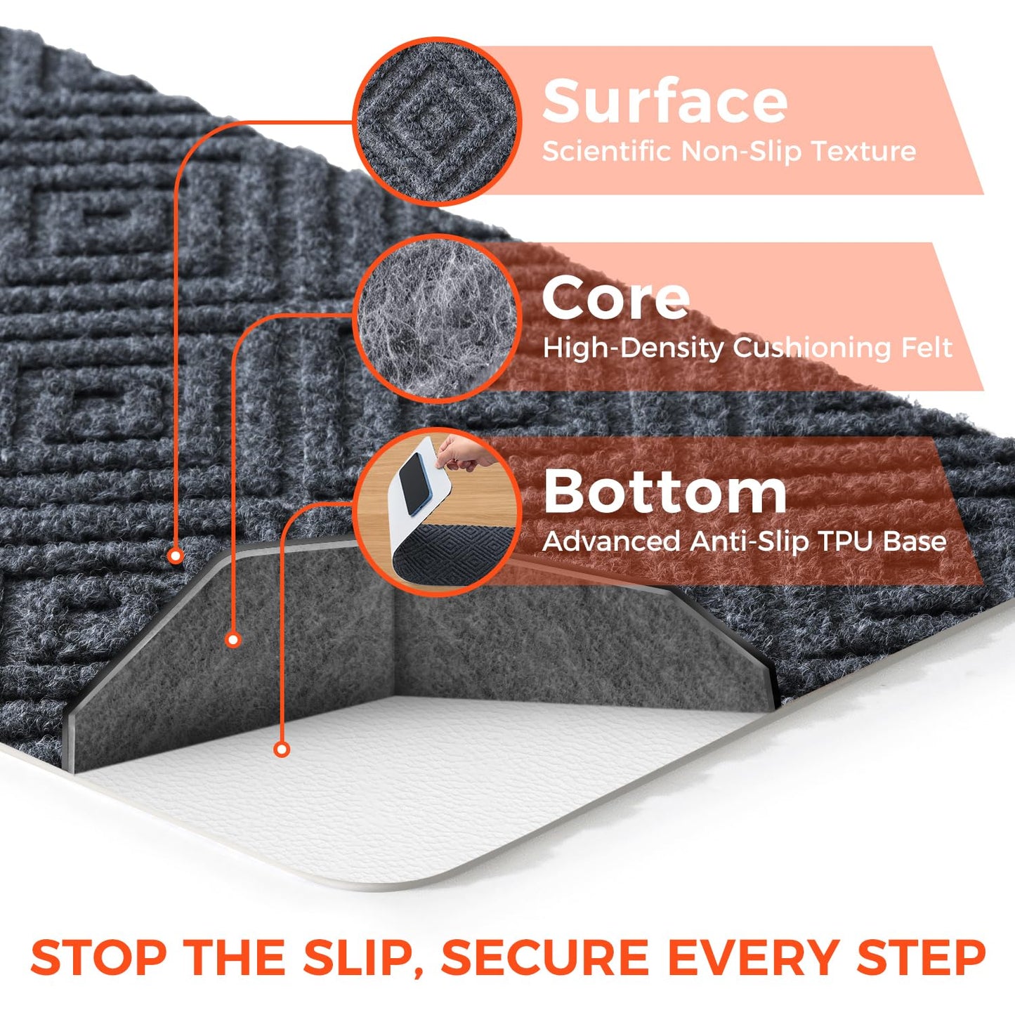 BAGAIL 15 Pack Non-Slip Stair Treads for Wooden Steps, 8"x30" Peel and Stick Carpet Stair Runners, Machine Washable Indoor Step Covers with No-Residue Adhesive for Dogs, Kids & Elderly - Bluish Grey