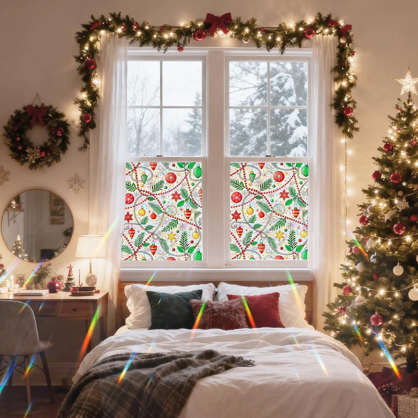 SOMWISE Frosted Glass Window Film, Heat Insulation, UV Block, Anti-Glare, One Way Privacy Tint, Static Cling for Home Bathroom Door, Renter Friendly, Day & Night Privacy