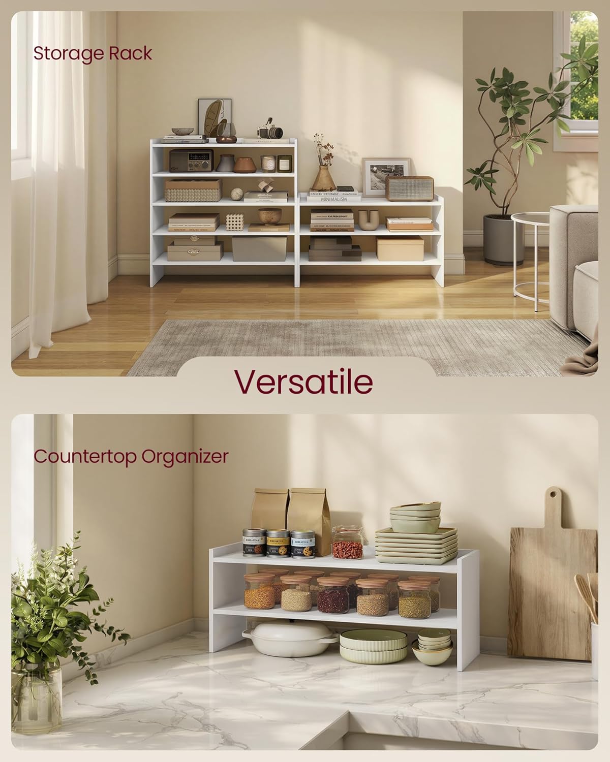 VASAGLE CUSTOS Collection - Shoe Rack for Closet, Stackable Shoe Organizer Shelf for Entryway, 2 Tiers, 11.7 x 24.4 x 14.2 Inches, White ULBS062WZ01S