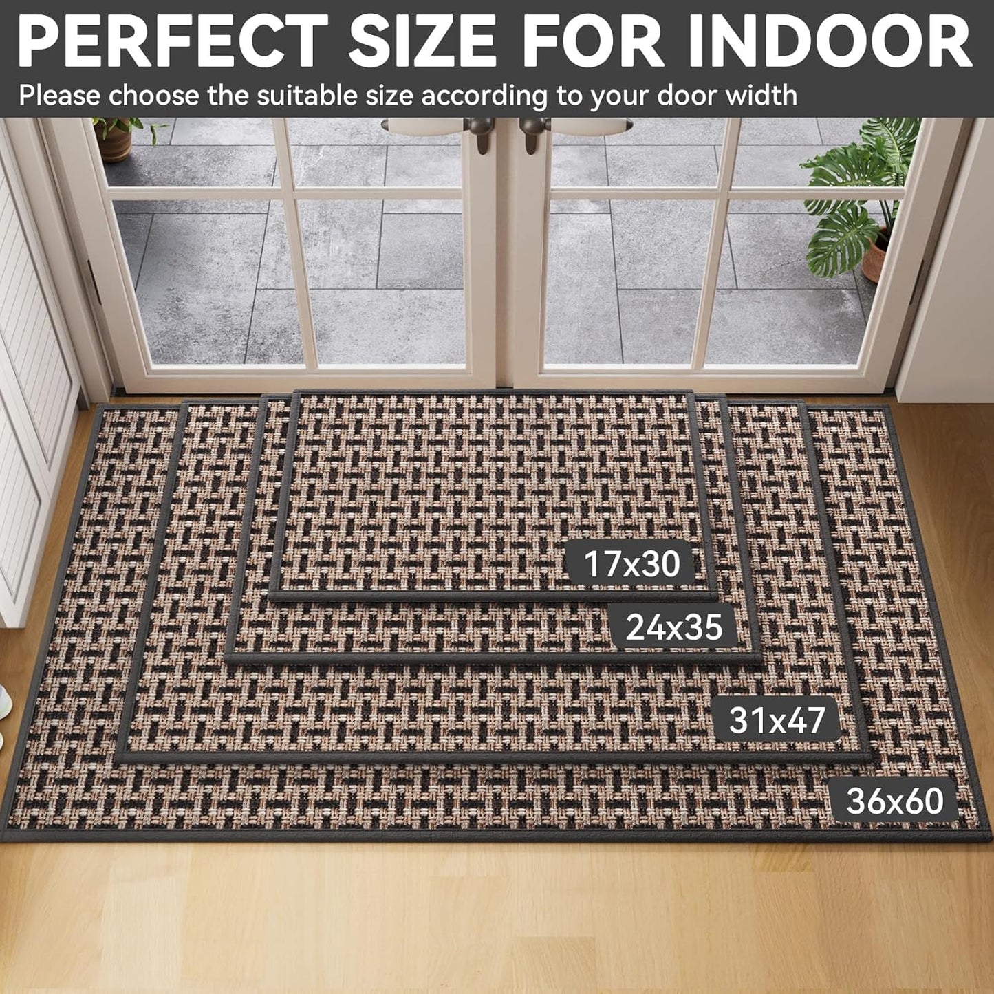 Door Mat 17"x30",Door Mat Indoor Entrance Dirt Resistant and Absorbent Non-Slip Rubber Backing Front Door Mats Washable Low-Profile Indoor Mats for Entryway, Inside Entrance Easy Clean Gray